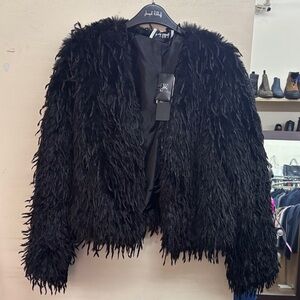 Joseph Ribkoff Black Faux Fur Bomber Jacket